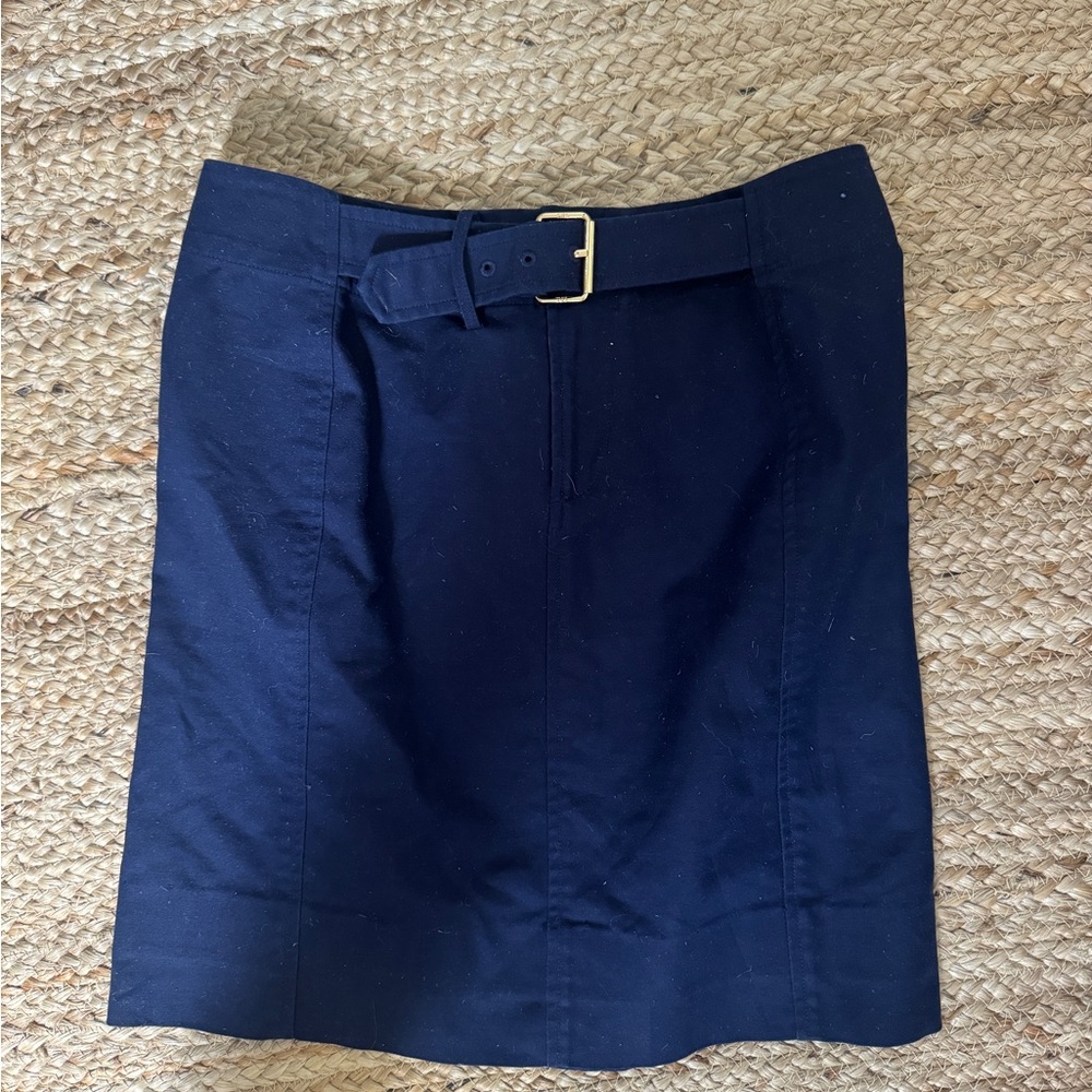 Classic Navy Women's Pencil Skirt with Belt